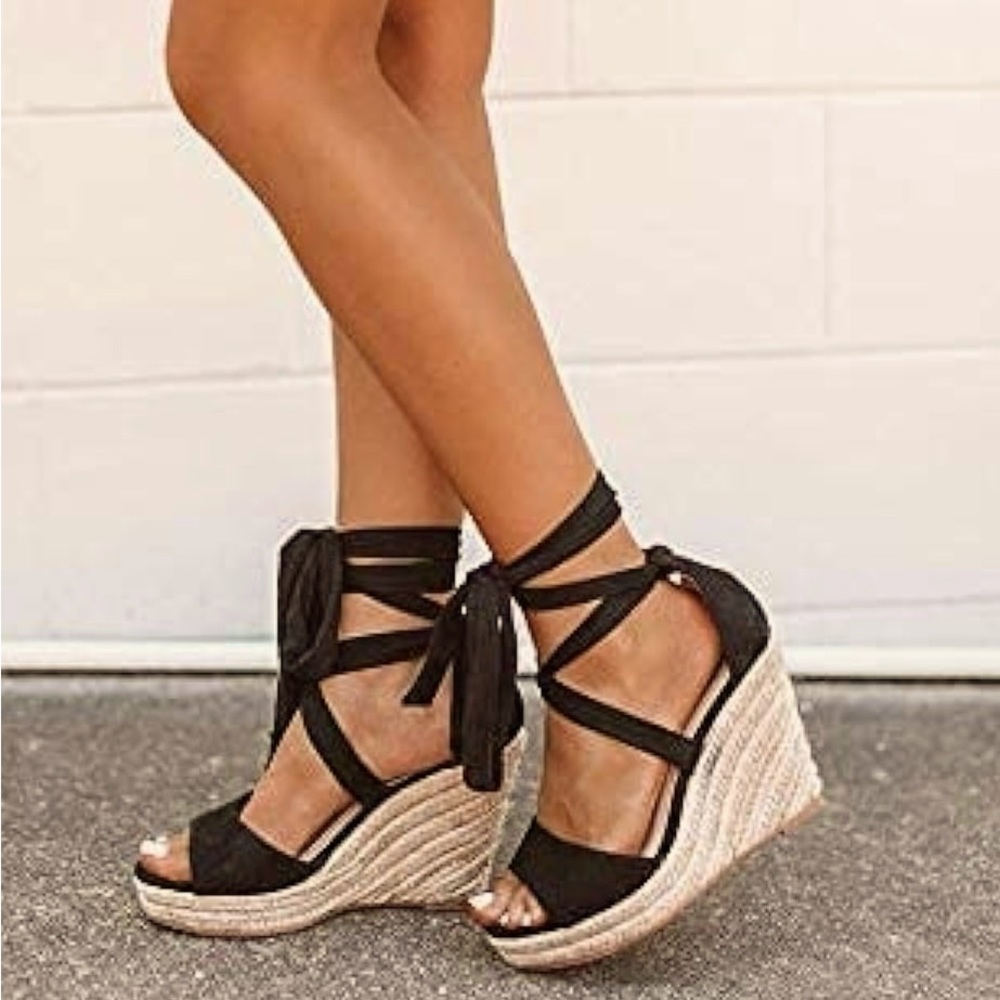 Huiyuzhi Lace Up PlatformWedge Espadrille sandal
